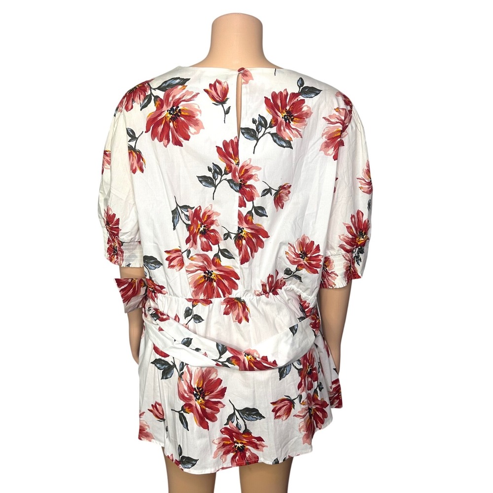 Lane Bryant Women's Floral V-Neck Blouse With Belt Size 22 - Picture 2 of 9